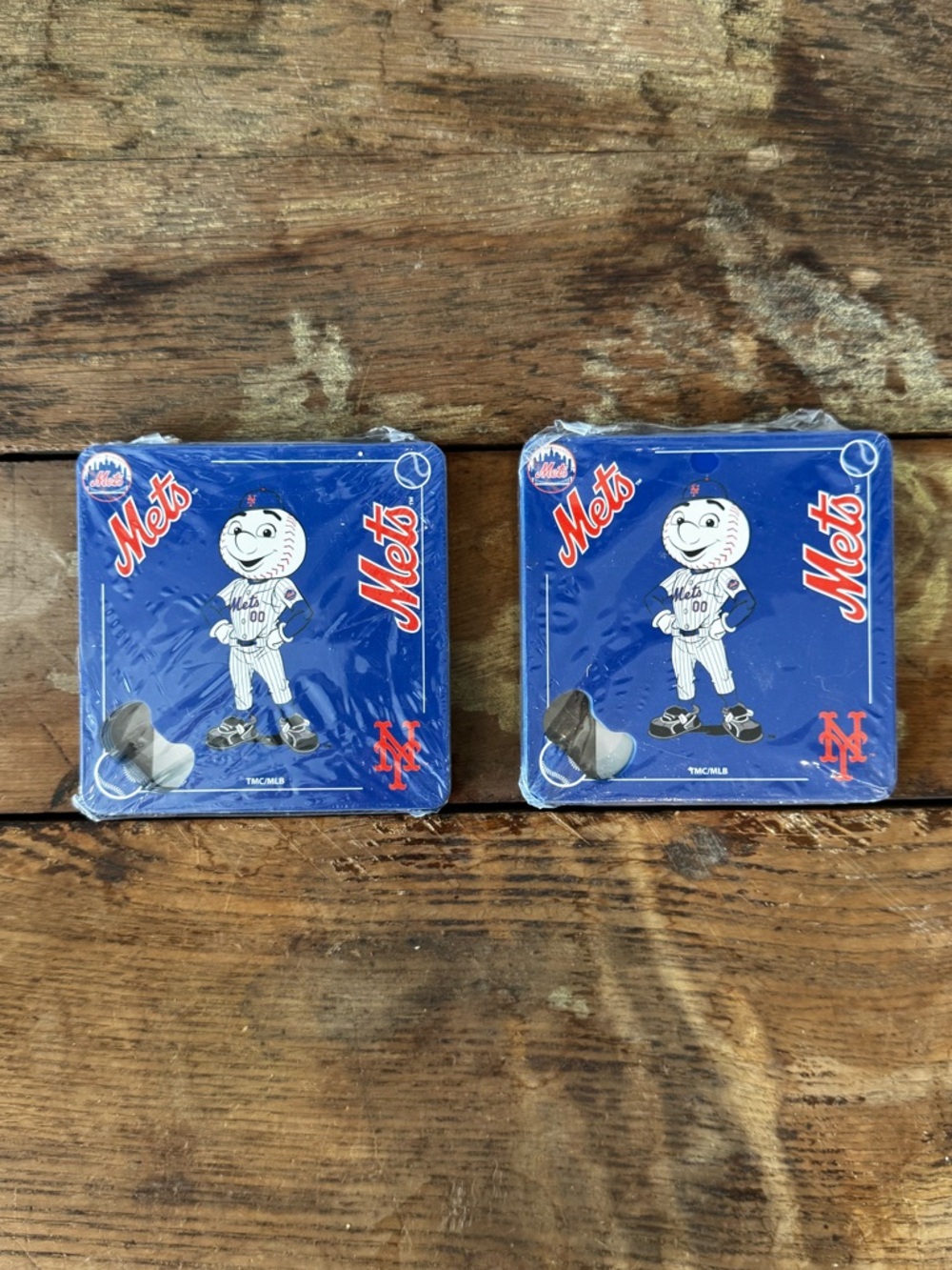 NEW Metal Coasters With Bottle opener featuring the New York Mets mascot Mr. Met
